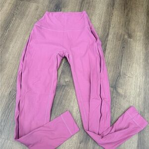 Pink High-Waisted Leggings w/ maroon trim